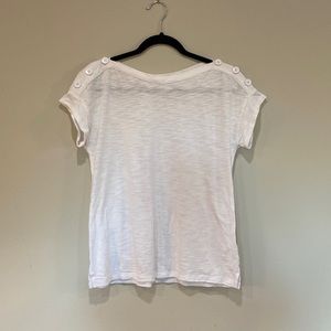 Talbots White Boat Neck Cotton Shirt with Button Detailing XS EUC